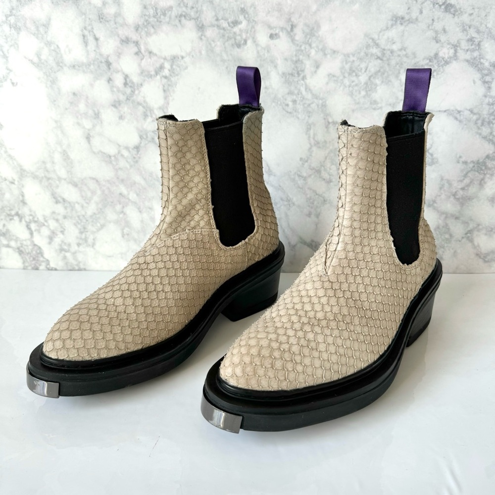 Eytys Beige Nikita Scaled Chelsea Lug Sole Ankle Boots Size 36/6 US